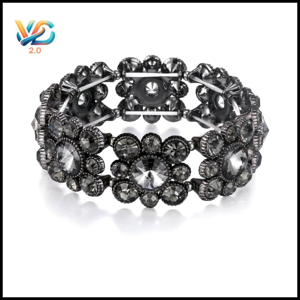 Vintage Style Stretch‎ Bracelet Round Austrian Crystal Elastic Wristband